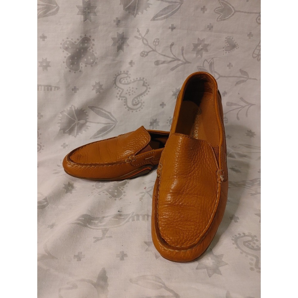 Rockport Mens Sz 8 Brown Washable Leather Loafers Slip On Moc Toe Comfort 2594C
